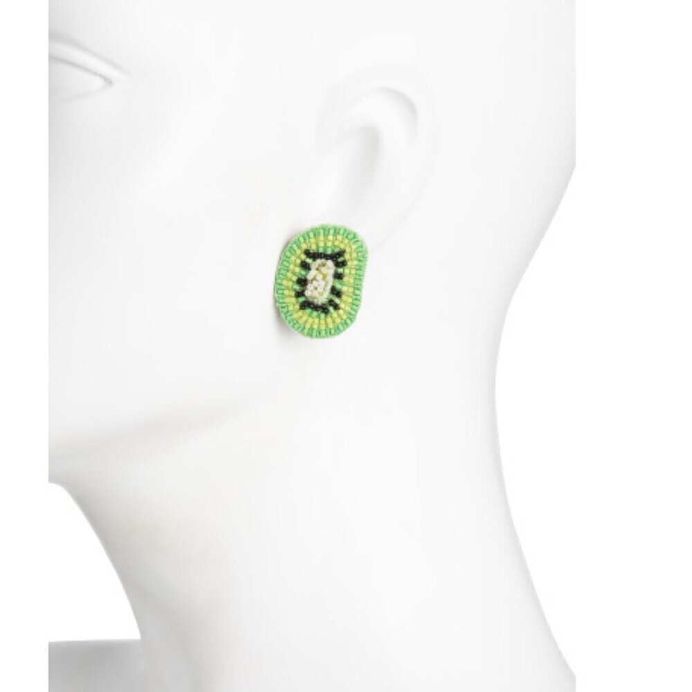 NWT Mignonne Gavigan Earrings Beaded Kiwi Fruit Studs